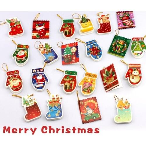 10pcs/lot Christmas Tree Hanging Ornaments DIY Mini Greeting Cards Wishing card Christmas decorations