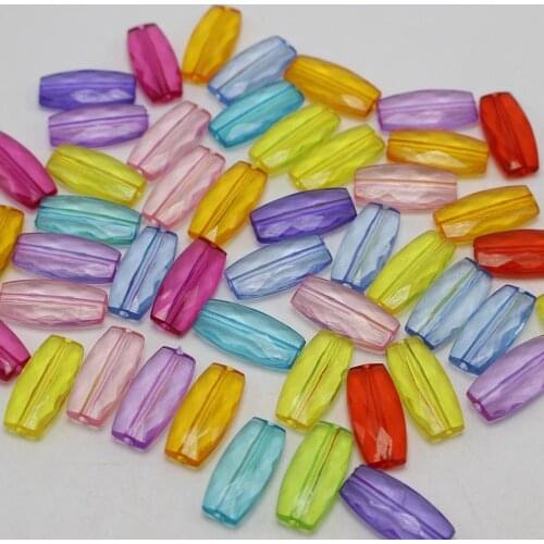 100 Mixed Colour Transparent Acrylic Flat Oval Tube Beads 18mm