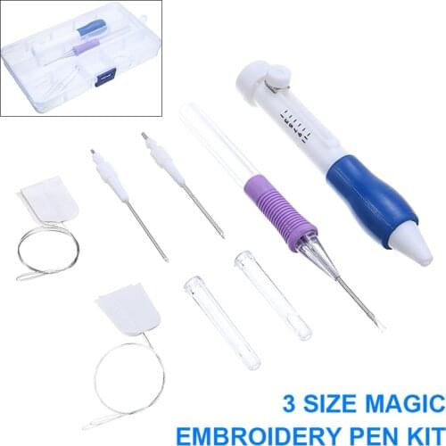 3 Size Magic Embroidery Pen Kit Crafts Punch Knitting Needles Sewing Accessories Russian Punch Needle Stitching With Storage Box