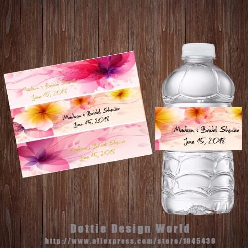 20 Pcs Custom Floral Wedding Water Bottle Wine Labels Candy Bar Wrapper Bridal Shower Baby Shower Birthday Hen Party Decoration