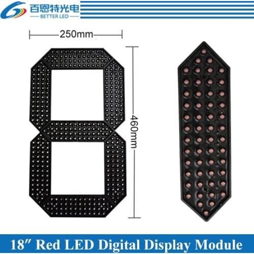 4pcs/lot 18" Red Color Outdoor 7 Seven Segment LED Digital Number Module for Gas Price LED Display module