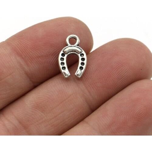 40PCS Tibetan Silver Plated Horseshoe Charm Pendants for Bracelet Jewelry Accessories Making DIY 14x9mm