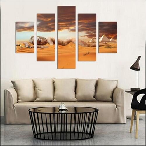 5 Panel Wall Picture Egyptian Sleeping Woman Painting Canvas Prints Oil Painting for Living Room Home Decor Frameless