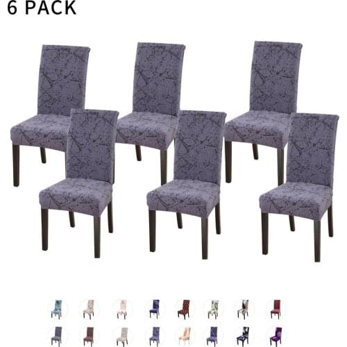 6PCS Spandex Chair Covers Printed Stretch Elastic Universal Chair Cover Slipcovers For Dining Room Wedding Banquet Hotel