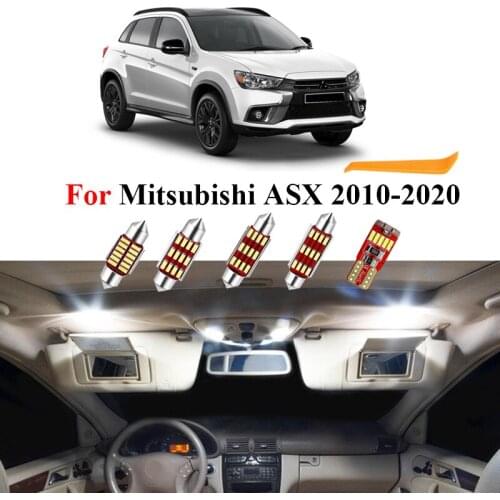 6pcs Car LED Interior Lights Package Kit For Mitsubishi ASX 2010 2011 2012 -2018 2019 2020 Map Trunk Dome Lights White