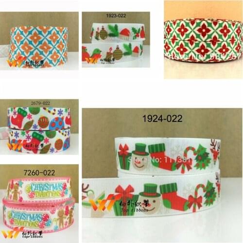 Free shipping 50 yard Christmas printed grosgrain ribbon 1924