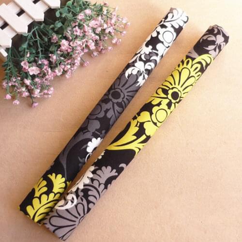 1pair Black flower cloth refrigerator handle cover rustic double door refrigerator handle gloves home decorative door knob cover