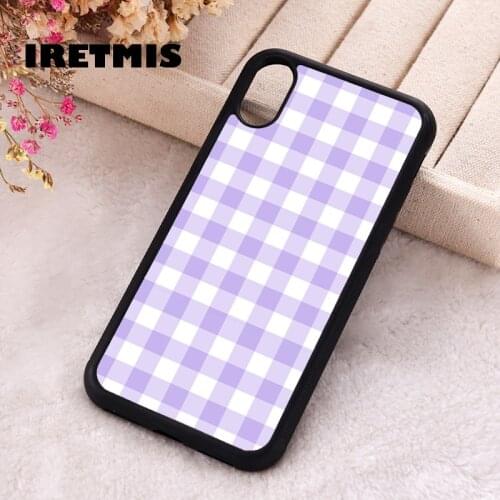 Iretmis 5 5S SE 2020 phone cover cases for iphone 6 6S 7 8 Plus X Xs Max XR 11 12 MINI Pro Soft Silicone TPU Lilac Gingham