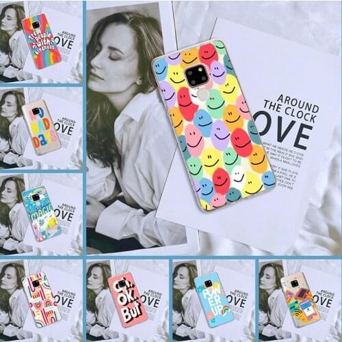 Cartoon Smile Quote Pretty Cute Soft Back Cover For Huawei Mate 9 10 20 Pro Phone Case Silicone For Huawei Mate 7 8 9 10 20 Lite