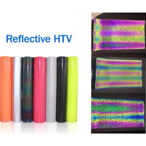 Cheap 25cmx50cm 10"x20" colorful reflective heat transfer vinyl press t-shirt HTV film cutting plotter