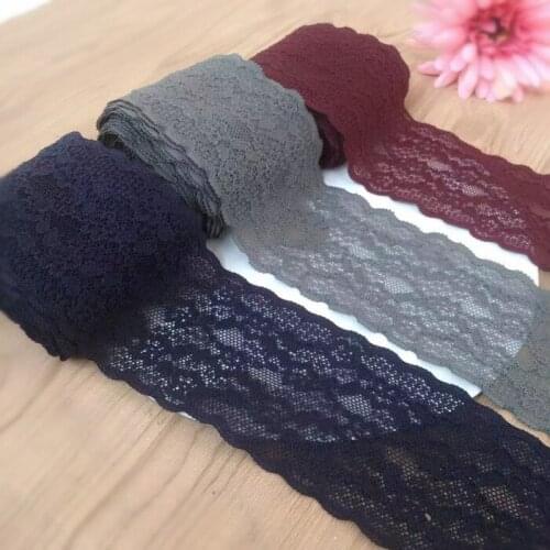 5yards/lot Elastic Embroidered lace trim 60mm width diy garment accessory lace ribbon for clothing decoration