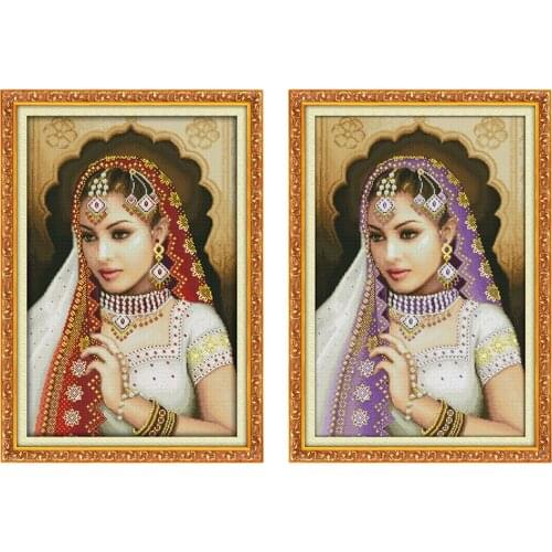 Joy Sunday Oriental Beauty Chinese Cross Stitch Kits Ecological Cotton Clear Stamped Printed 14CT 11CT DIY Wedding Decoration