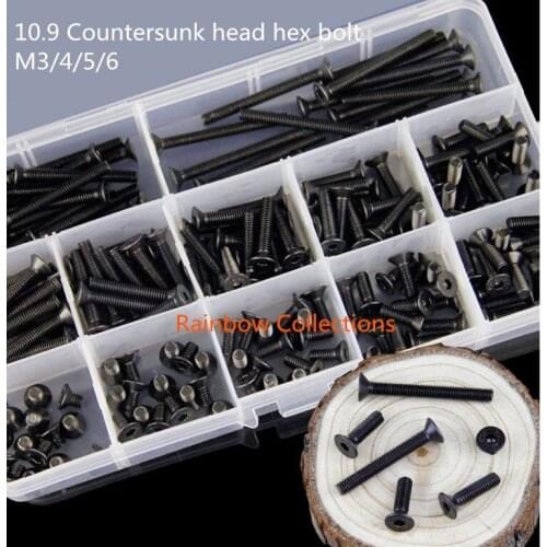 Grade 10.9 Carbon Steel Countersunk head hex bolt bolts M3 M4 M5 M6 screws Countersunk head hex screw bolts