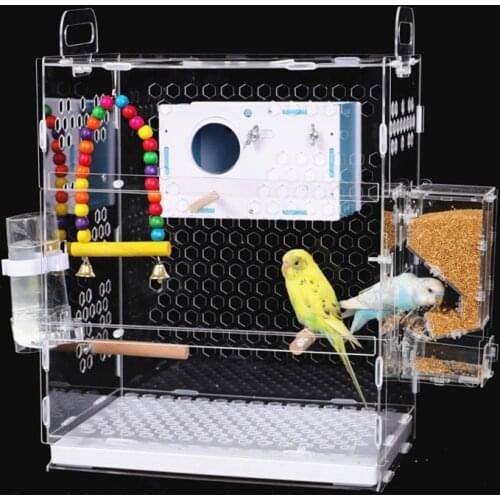 Bird Cage Acrylic Transparent Parrot Cage Tiger Skin Peony Cloud Acacia Small Parrot Cage Breeding Cage Large Anti-Flying