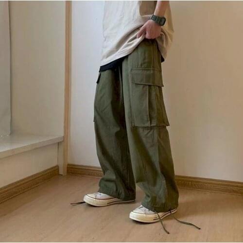 Spring Japanese retro corduroy flared overalls for men and women Black Cargo Pants Harajuku Punk Chain Trousers men Hip Hop Goth