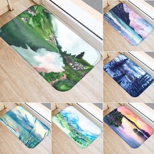 Kitchen Carpet Home Bedroom Entrance Doormat Hallway Balcony Floor Mat Landscape Pattern Bathroom Non-Slip Water Absorption Rug
