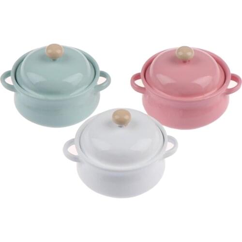 1Pcs 1/12 Dollhouse Miniature Accessories Mini Soup Pot with Food Simulation Kitchenware Model Toys for Doll House Decor