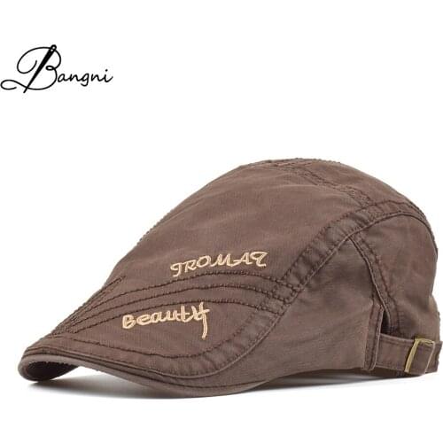 Mens Cotton Beret Cap Flat Cap Street Easy Traditional casual Outdoor newsboy Cap Hunting Hat Women Solid Sun Hat Berets