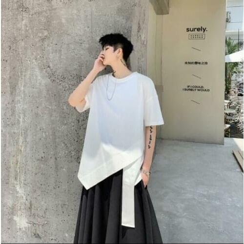 Mens Fashion Summer Short Sleeve Cropped T-shirt Punk Gothic Youth Loose Tops