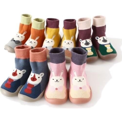 Non-slip Baby Floor Socks Shoes Soft Rubber Soles Thick Winter Baby Shoes Baby Cartoon Toddler Socks Shoes Baby Booties
