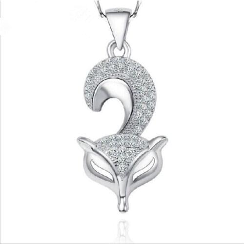 Charm Zircon Fox Pendant Necklace Girl Clavicle Accessories Lady Lucky Animal Choker Silver 925 Necklaces For Women Jewelry
