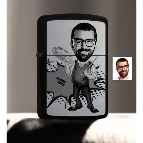 Personalized Mr Painter Caricature Of Gasoline Black Metal Cigarette lighter-1