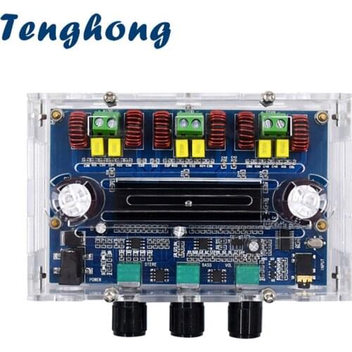 Tenghong Bluetooth 5.0 Power Amplifier Board TPA3116D2 Subwoofer Amplifiers 2x50W+100W 2.1 Bass Subwoofer AUX AMP