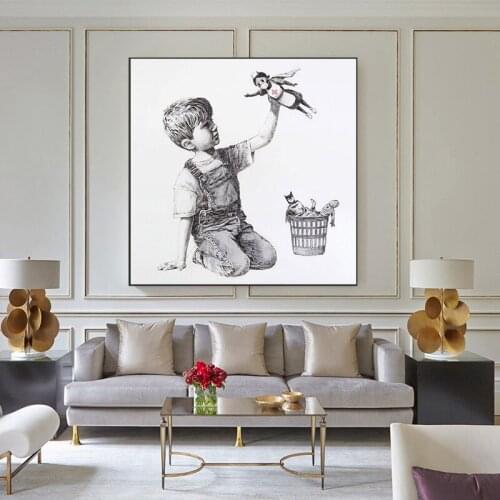 Game rules change Banks art performance doctor nurse as superhero canvas painting mural art decoration Quadros in the hospital