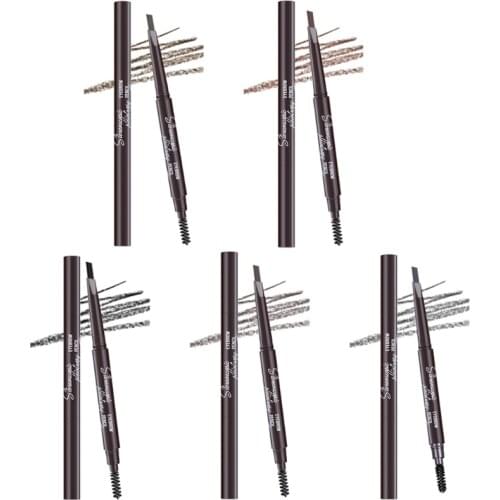 Q1QD 3D Portable Natural Makeup Double Heads Super Fine Eyebrow Pencil Waterproof Long Lasting Eyes Makeup Rotatable Up Pen