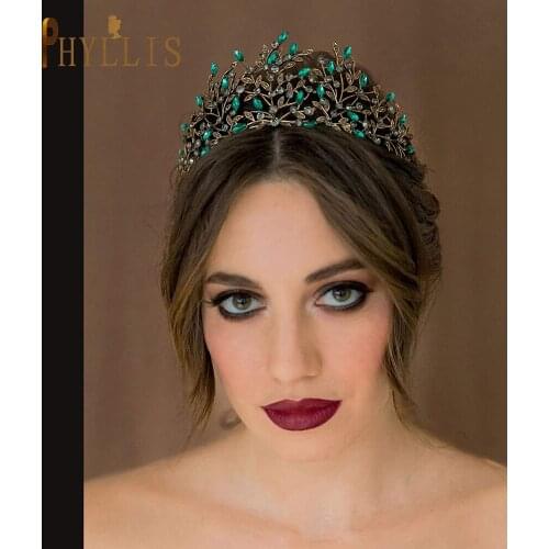 A282 Luxury Princess Headdress Bride Tiara Crown Prom Party Wedding Accessories Red Green Crystal Headbands Pageant Headwear