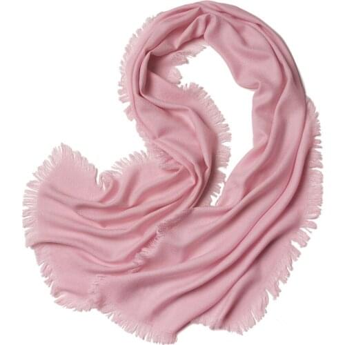 Cashmere wool modal blend women fashion 4sides fringed scarfs shawl pashmina 45x200cm neutral color