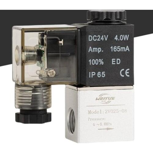 Solenoid Valve 2V025-08 AC/DC PT1/4 2 Position 2 Way IP65 DC12V DC24V AC220V 1PCS