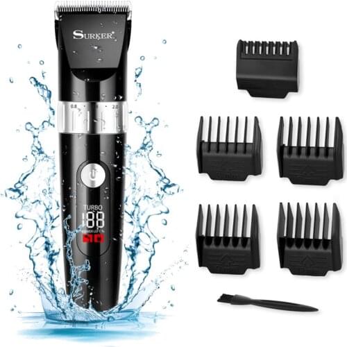 Surker 2019 New Arrival Electric Hair Clipper Rechargeable Professional barber clippers Waterproof Hair Trimmer for Men