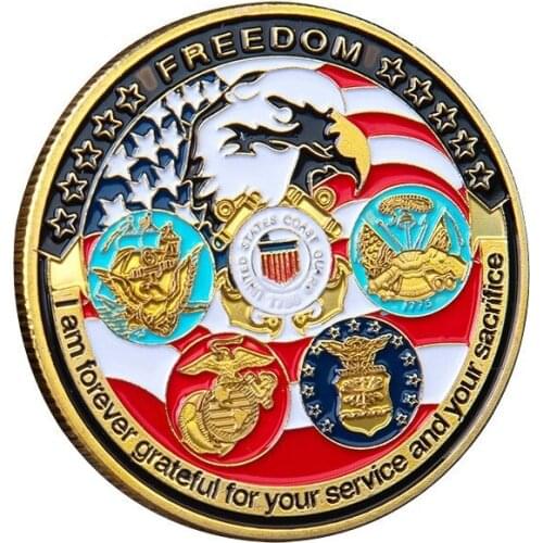 The Five American Army, Land and Air, Badge Commemorative Coins American Eagle Challenge Coin Collection Gold Coin Gift