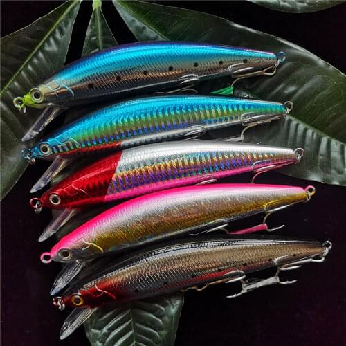 Swolfy 5PCS/Lot 60g Sinking Minnow Fishing Bait 13.5cm/5Colors Big Sea Lure Isca Artificial Lurre3D Eyes Fishing Tackle