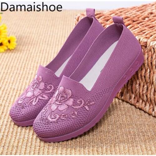 2021 New Fashion Cloth Shoes Womens Soft Bottom Non-Slip Mom Shoes Low-Cut Slip-on Casual Shoes Spring and Summer Ladies Shoes