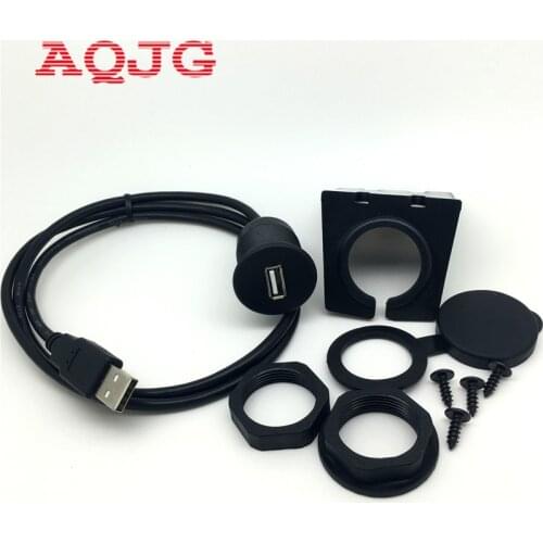 Black Useful USB M/F In Car Dash Mounting Panel Installation AUX Extension Adapter Cable Lead 1M Length AQJG