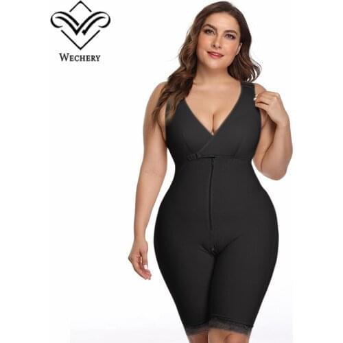 Wechery Shapewear Plus Size Body Shaper Womens Slimming Bodysuit Black Beige Shapers Sleeveless Underwear for Women