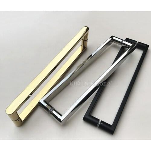 1PCS Gold/Polish Chrome/Dumb Black Stainless Steel Frameless Shower Glass Door Handles Pull / Push Handles C-C: 400mm JF1252