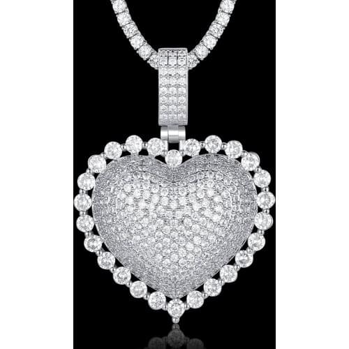 100% Micro Zircon Hip Hop Luxury Heart Pendant Necklace For Men Jewelry Gift CZ Rapper Jewelry Iced Out Necklaces Bling Bling