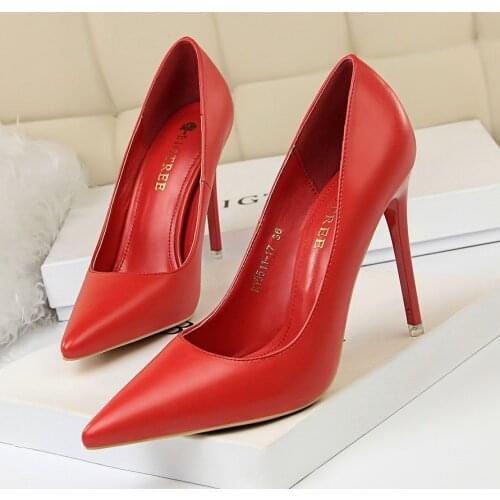 2020 Hot Women Shoes Pointed Toe Pumps Patent Leather Dress High Heels Boat Shoes Wedding Shoes Zapatos Mujer Blue White
