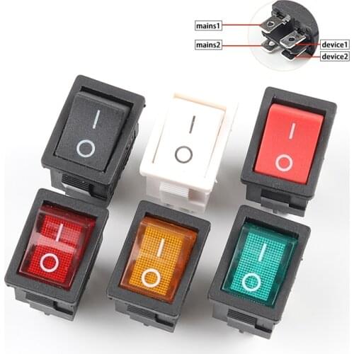 5pcs/lot 4 Pin 21*15mm ON-OFF KCD1 Boat Car Rocker Switch 6A/250V AC 10A/125V AC Electrical equipment With Light