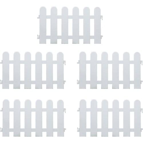 5PCS Garden Picket Fence Plastic Detachable Courtyard Indoor Garden Fence Lawn Wedding Garden Decoration Vegetable Small Fence