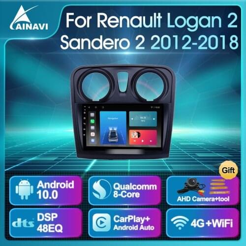 Car Radio Android 10 QLED Screen For Renault Logan 2 Sandero 2 2012-2018 Auto Stereo Multimedia Video Player Navigation NO 2din