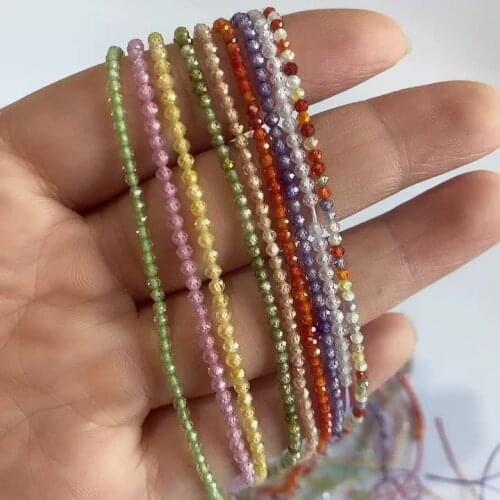 Natural Stone Bead Round Shape Small Faceted Hole Beads for Women Jewelry Making DIY Necklace Bracelet Accessories 2-3mm