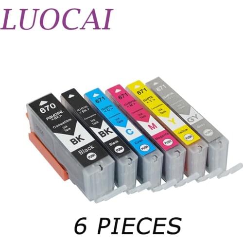 LuoCai Ink Cartridges Compatible For Canon PGI-670 CLI-671 670 PIXMA MG5760/MG5765 MG5766 MG6860 MG6865 MG7760 MG7765 Printers