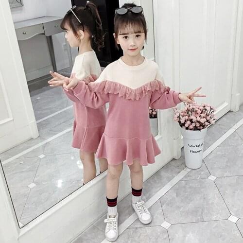Girls Dresses Cotton Long Sleeve Kids Lace Dresses For Girls Spring Autumn Children Dress Casual Girls Clothes 4 6 8 10 12 Years