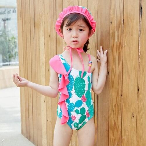 Kids Girl Fashion Baby Girl Bikini Girls Bathing Suit Water Play Swimable Bikini Girl Bathing Suit Beahwears Cap+Bodysuit Girls