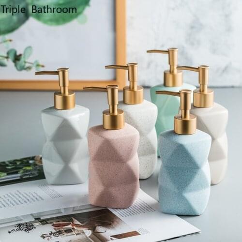 Nordic Ceramic Liquid Lotion Bottle Shampoo Dispenser Hand Soap Dispenser Bottle Travel Portable Container Bathroom Accessories