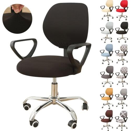 Elastic Chair Cover Rotating Office Computer Desk Seat Slipcovers Solid Colour Removable Chair Cover Spandex Stretch Chair Cover